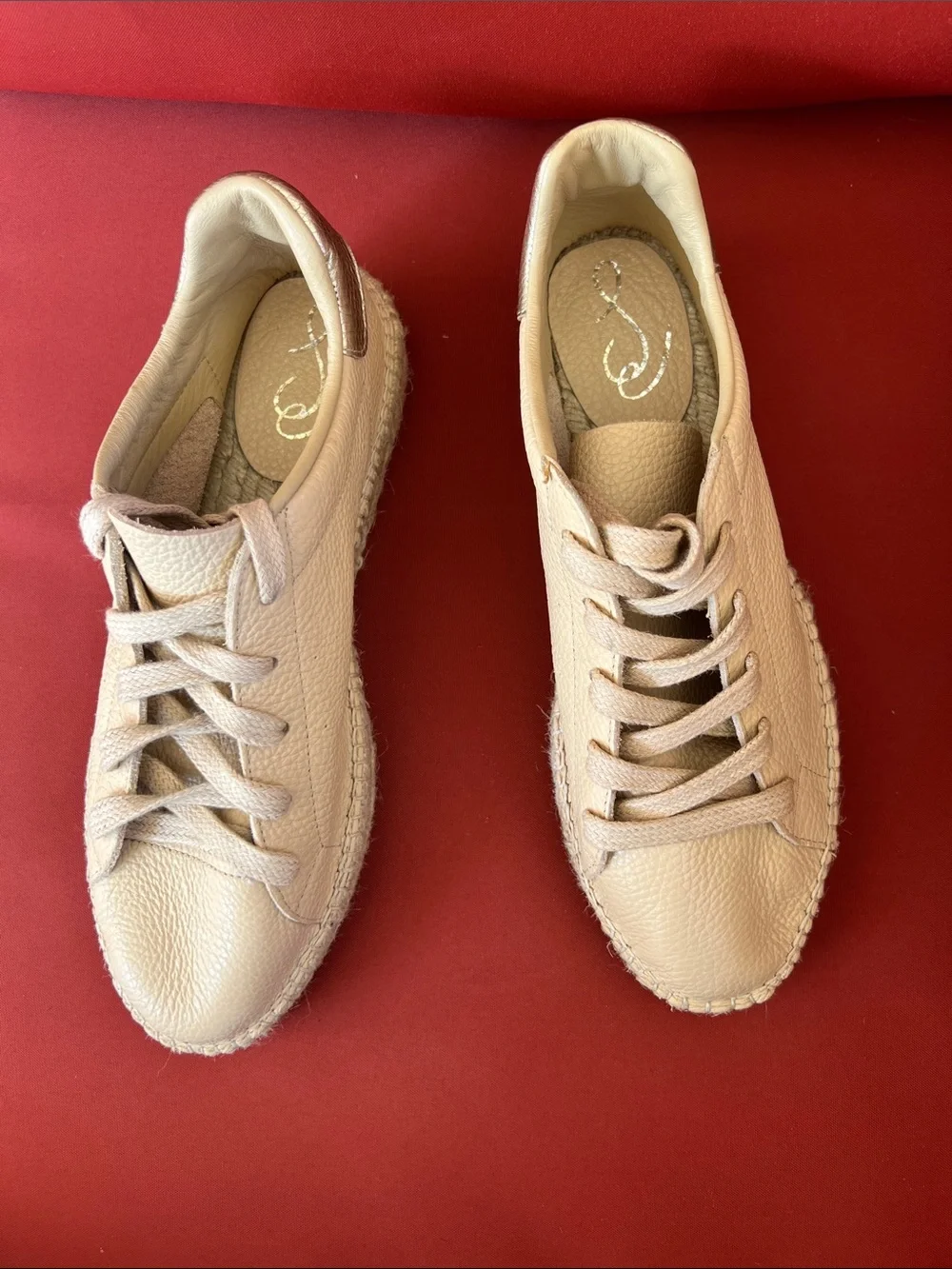 Sam Edelman Women's Lace-Up Espadrille Sneakers in Blush Beige